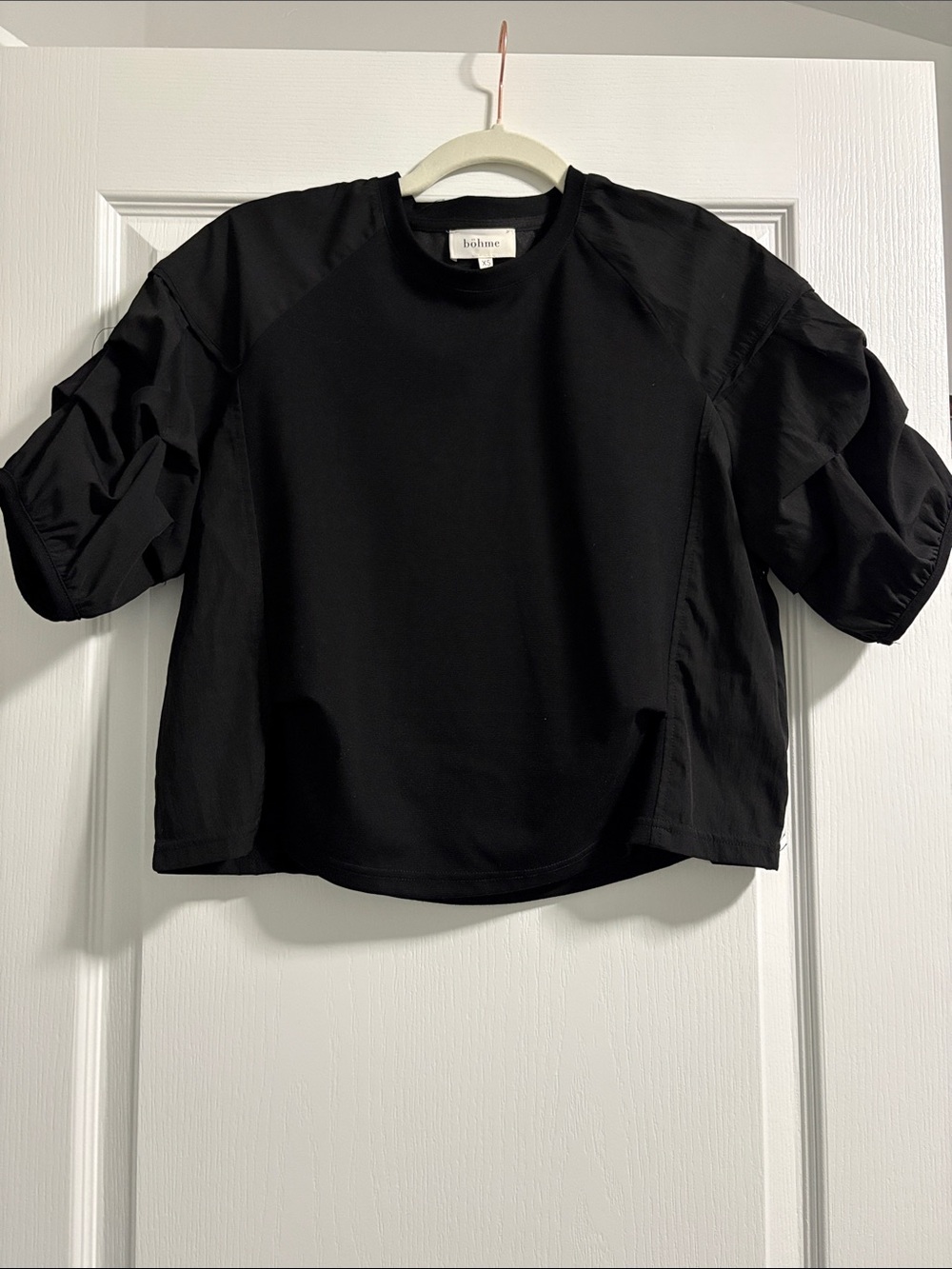 bohme Black Puff-Sleeve Short Sleeve Top